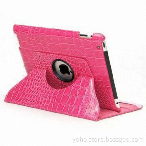 Case for iPad 2 and iPad 3, Pink Crocodile 360 Degrees, Supports Auto On/Off Feature